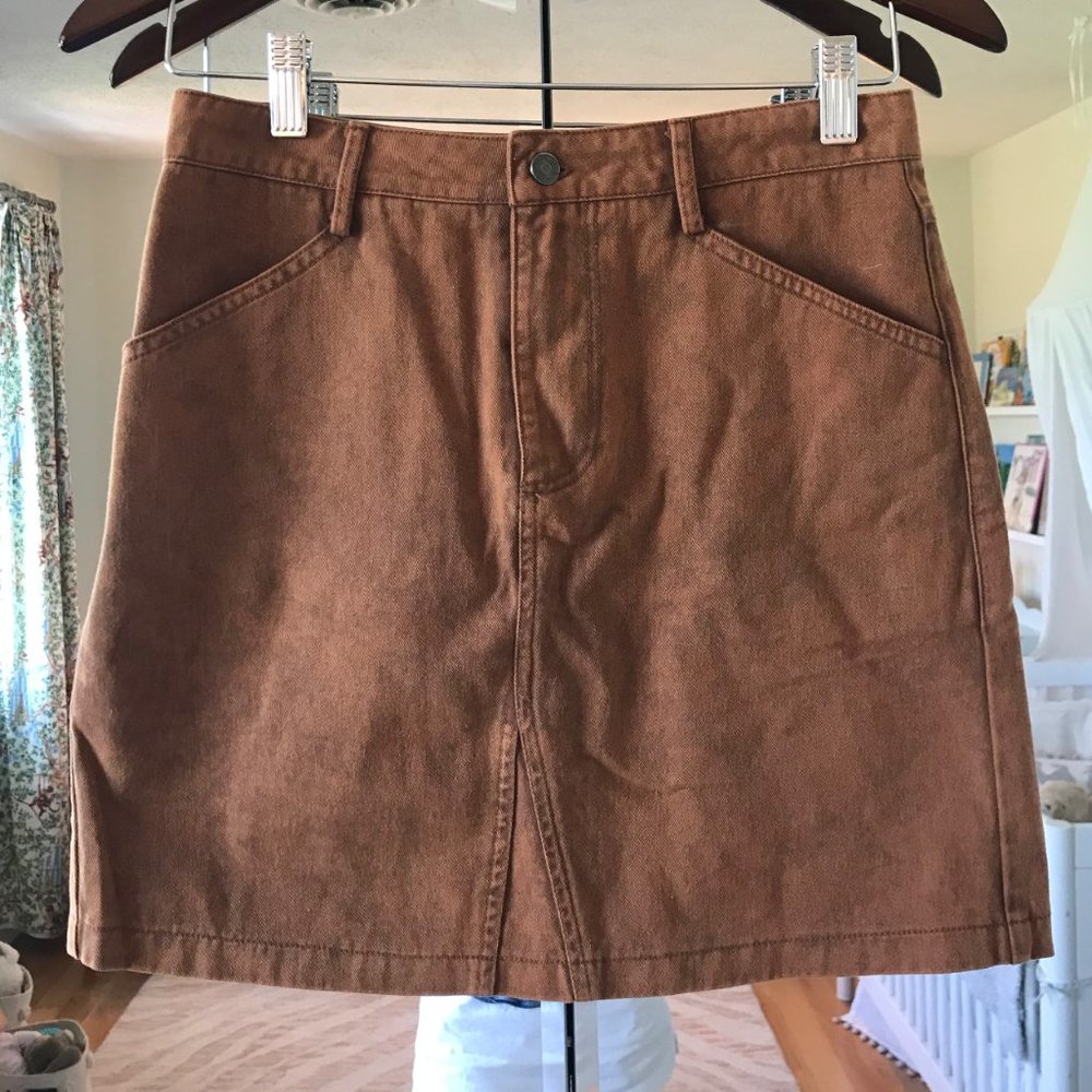 Brown Acid-Wash Skirt